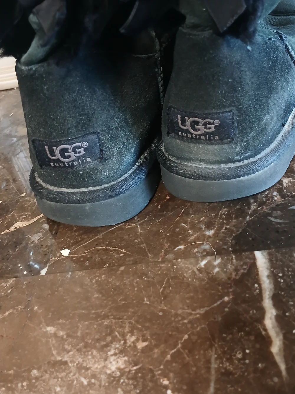 UGG Black Suede Tall Bow-Back Winter Boots